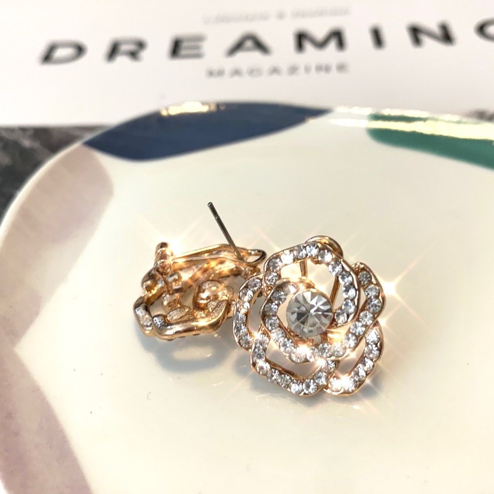 Rose Statement Stud Earrings - Picture 2 of 4